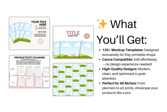 120+ Etsy Listing Mockup Bundle in Canva