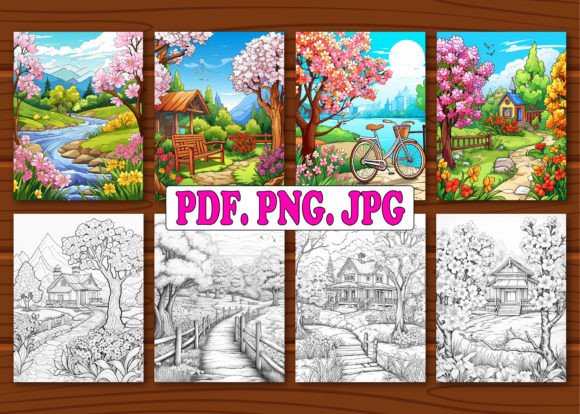 300 Spring Scenes Coloring Pages
