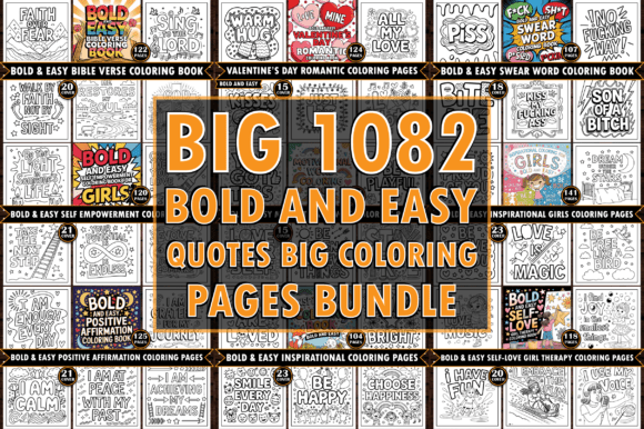 ADULT Bold & Easy Quotes Coloring Page Bundle