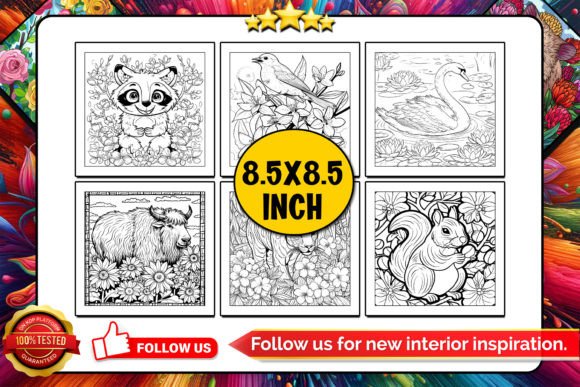 Animals in Flowers Coloring Pages Bundle