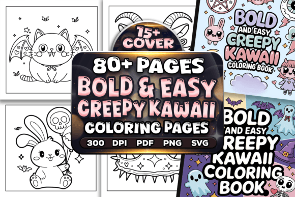 Bold Easy Creepy Kawaii Coloring Book