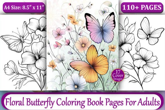 Floral Butterfly Coloring Book Pages