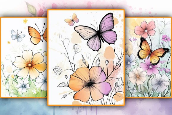 Floral Butterfly Coloring Book Pages