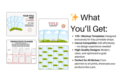 120+ Etsy Listing Mockup Bundle in Canva