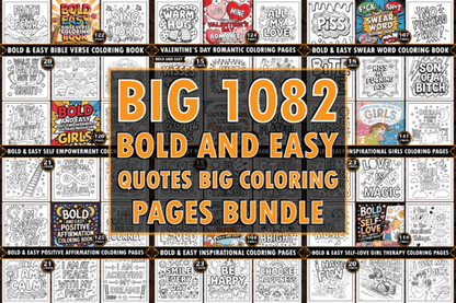 ADULT Bold & Easy Quotes Coloring Page Bundle