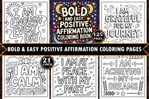 ADULT Bold & Easy Quotes Coloring Page Bundle