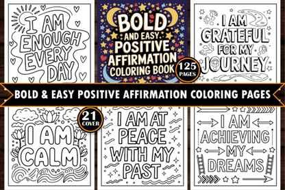 ADULT Bold & Easy Quotes Coloring Page Bundle