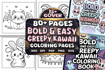 Bold Easy Creepy Kawaii Coloring Book